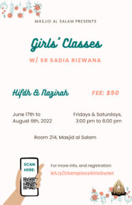 Girls’ Hifdh/Nazirah Classes