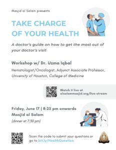 Take Charge of Your Health: Workshop w/ Dr Uzma Iqbal
